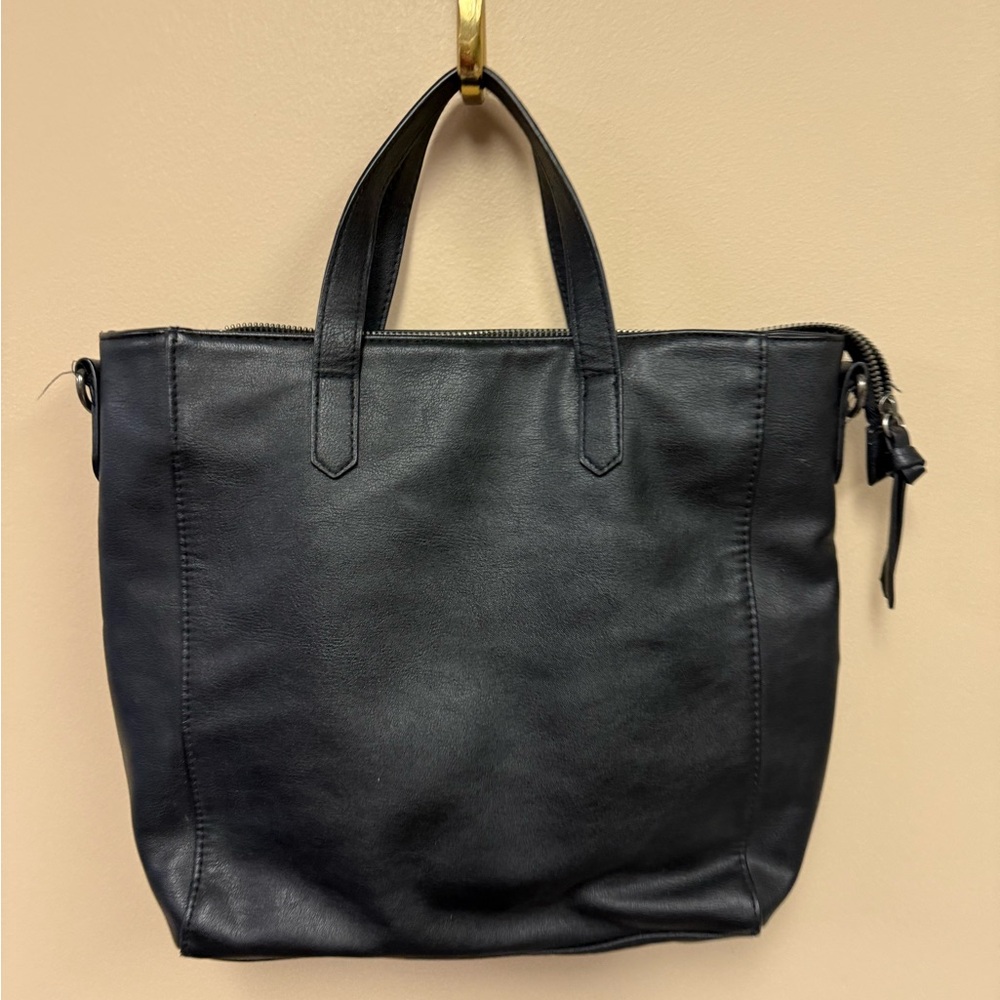Universal Thread Black Faux Leather Tote Bag